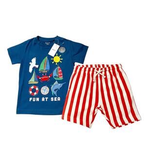 NWT Next Seaside Summer Shirt and Shorts Outfit Size 3/4